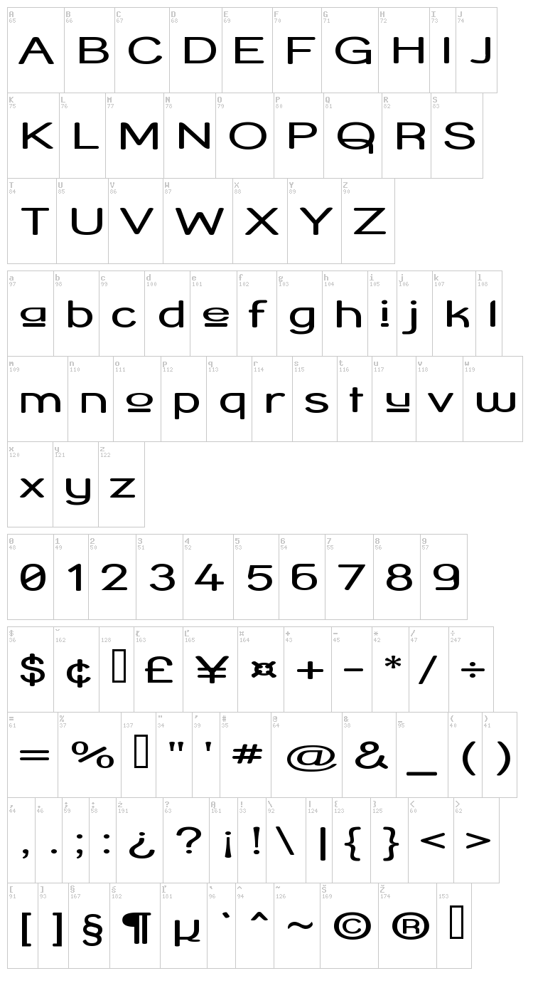 Street Corner font map